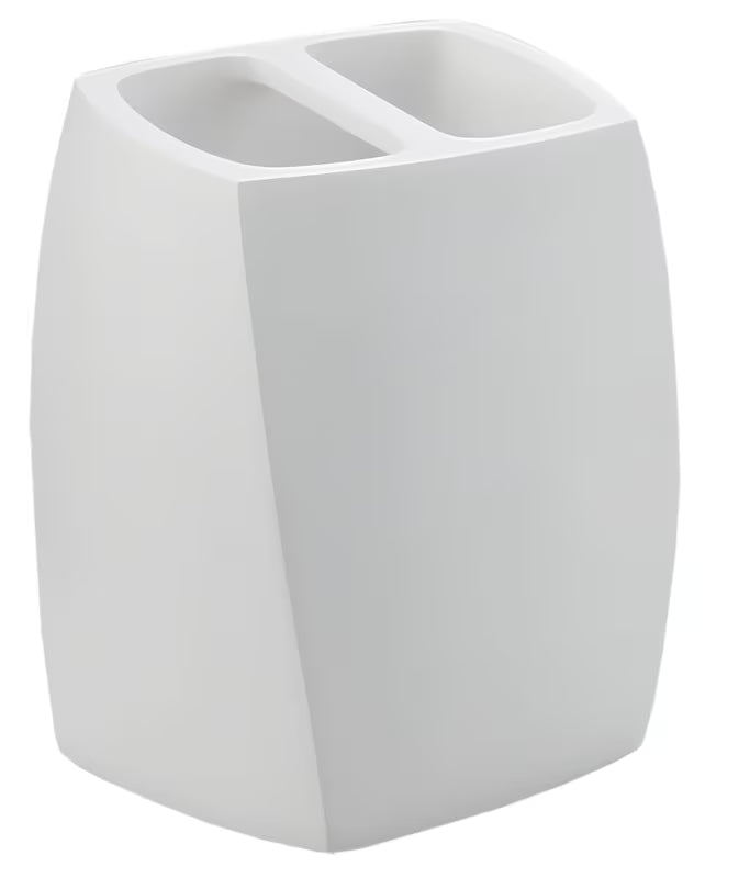 Bijeli držač četkica Optima Suza modernog dizajna za kupaonicu.