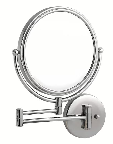 Zidno obostrano kozmetičko ogledalo Optima Tera u kromiranoj izvedbi s okretanjem i 3x povećanjem.