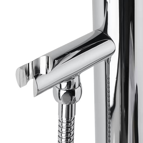 Podna miješalica za kadu Optima Chrome pro samostojeći  kadu s tuš setom u krom izvedbi.