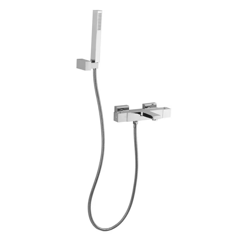 Optima Chrome termostatska miješalica za kadu u krom izvedbi s tuš setom četvrtastog dizajna