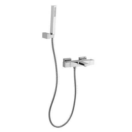 Optima Chrome termostatska miješalica za kadu u krom izvedbi s tuš setom četvrtastog dizajna