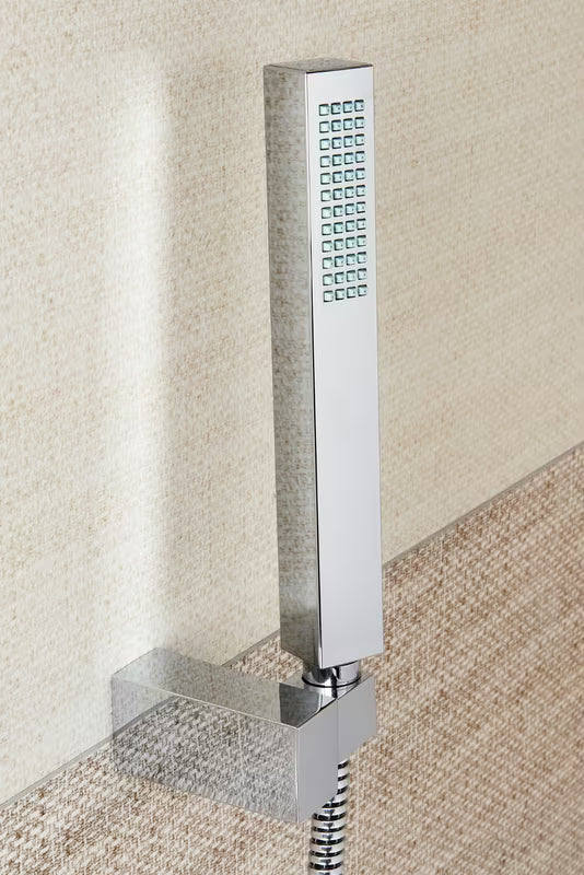 Optima Chrome termostatska miješalica za kadu u krom izvedbi s tuš setom četvrtastog dizajna