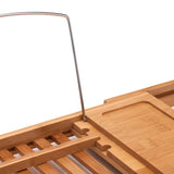 Smeđa bambusova polica za kadu Optima s podesivom duljinom i mjestom za knjigu, čašu i sitnice.