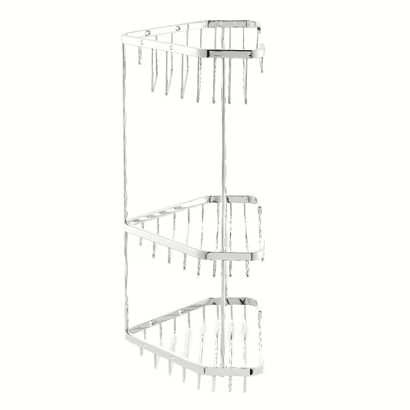 Kutna troetažna zidna polica Optima Wire program u izvedbi chrome