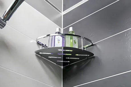 Kutna od žice polica Optima Wire program u krom izvedbi za kupaonicu