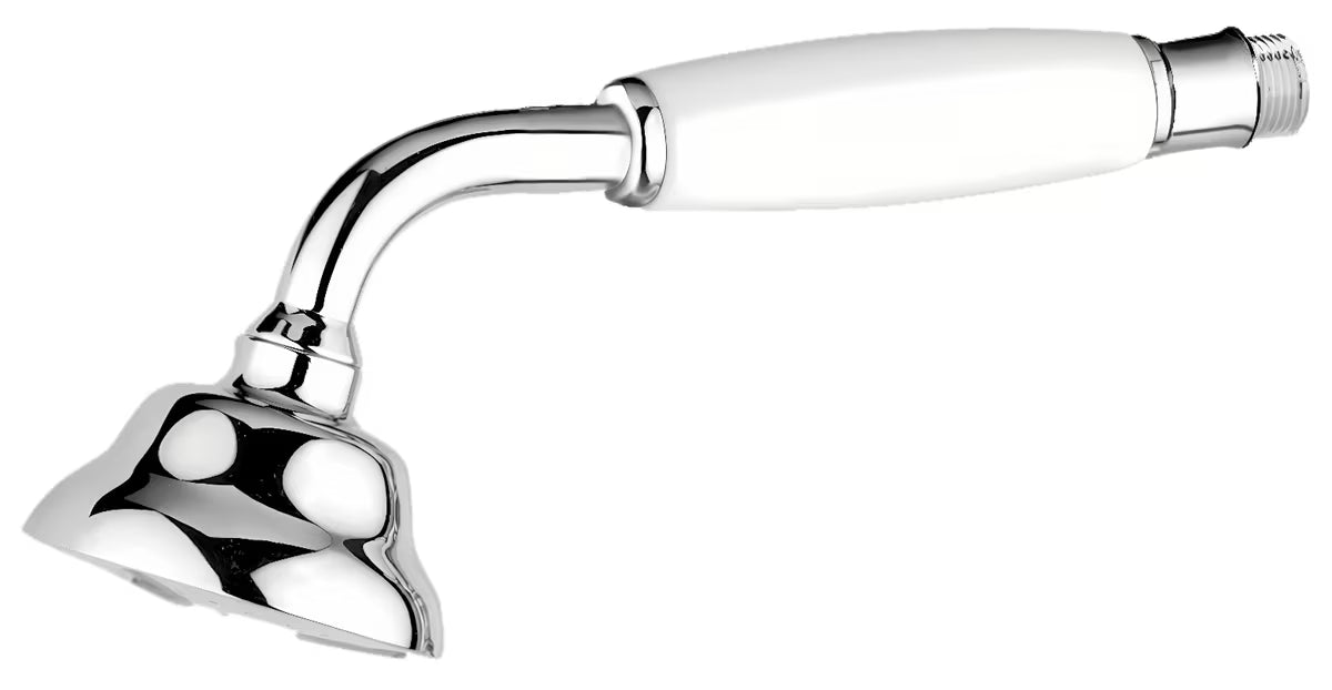 Kromirani ručni tuš Paffoni Belinda u retro dizajnu, promjera ručni tuševi 7 cm.