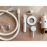 Jednoručna Baterija podžbukna miješalica za bide s bide tušem u bijeloj boji s mat površinom