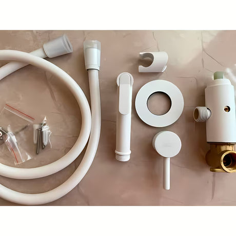 Jednoručna Baterija podžbukna miješalica za bide s bide tušem u bijeloj boji s mat površinom