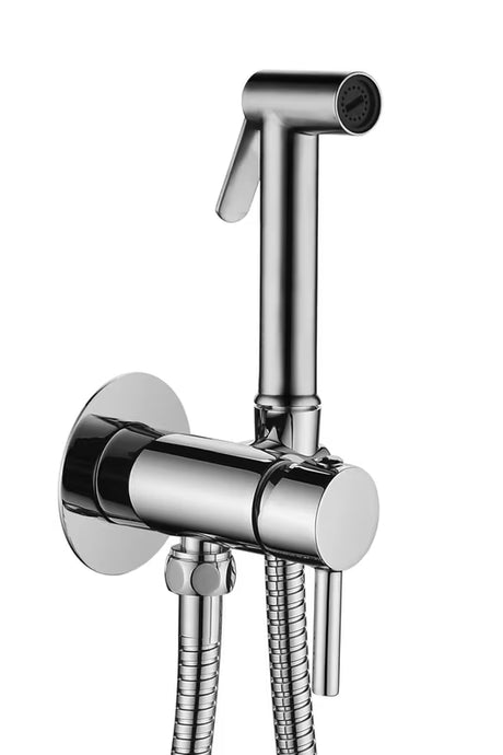 Podžbukna jednoručna baterija miješalica za bide Paffoni u kromiranoj izvedbi s integriranim higijenskim tušem i crijevom