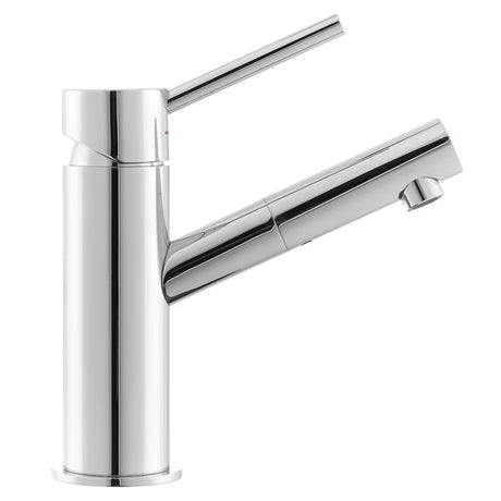 Kromirana miješalica za umivaonik Paffoni Birillo s bide tušem i preklopnikom mlaza vode.