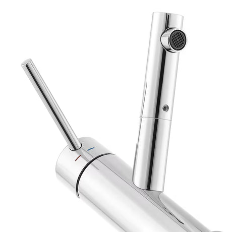 Kromirana miješalica za umivaonik Paffoni Birillo s bide tušem i preklopnikom mlaza vode.