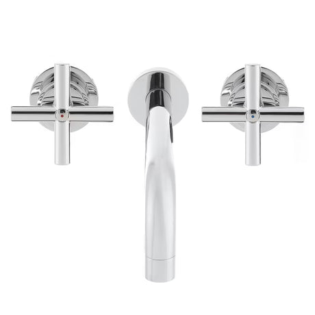 Kromirana podžbukna miješalica za umivaonik Paffoni Cruz s ventilskim upravljanjem i križnom ručkom.