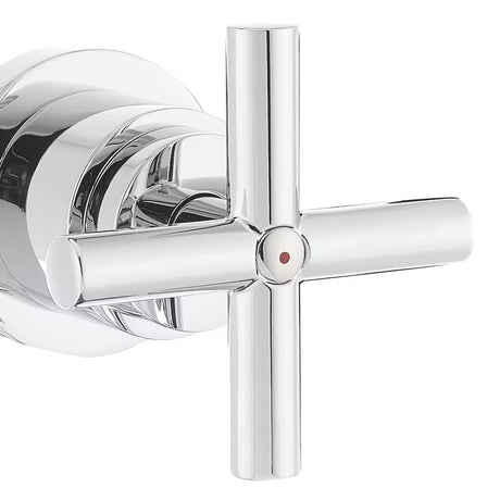 Kromirana podžbukna miješalica za umivaonik Paffoni Cruz s ventilskim upravljanjem i križnom ručkom.