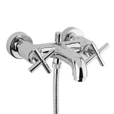 Paffoni Cruz ventilna zidna miješalica za kadu s tuš setom u kromiranoj izvedbi.