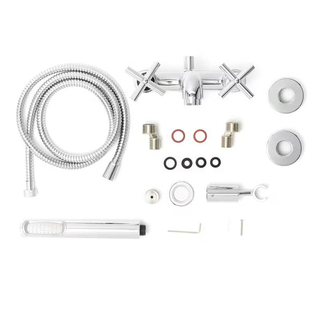 Paffoni Cruz ventilna zidna miješalica za kadu s tuš setom u krom izvedbi.