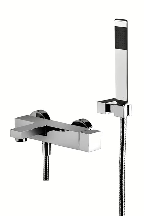 Jednoručna Baterija zidna miješalica za kadu Paffoni Elle u krom izvedbi s tuš setom.