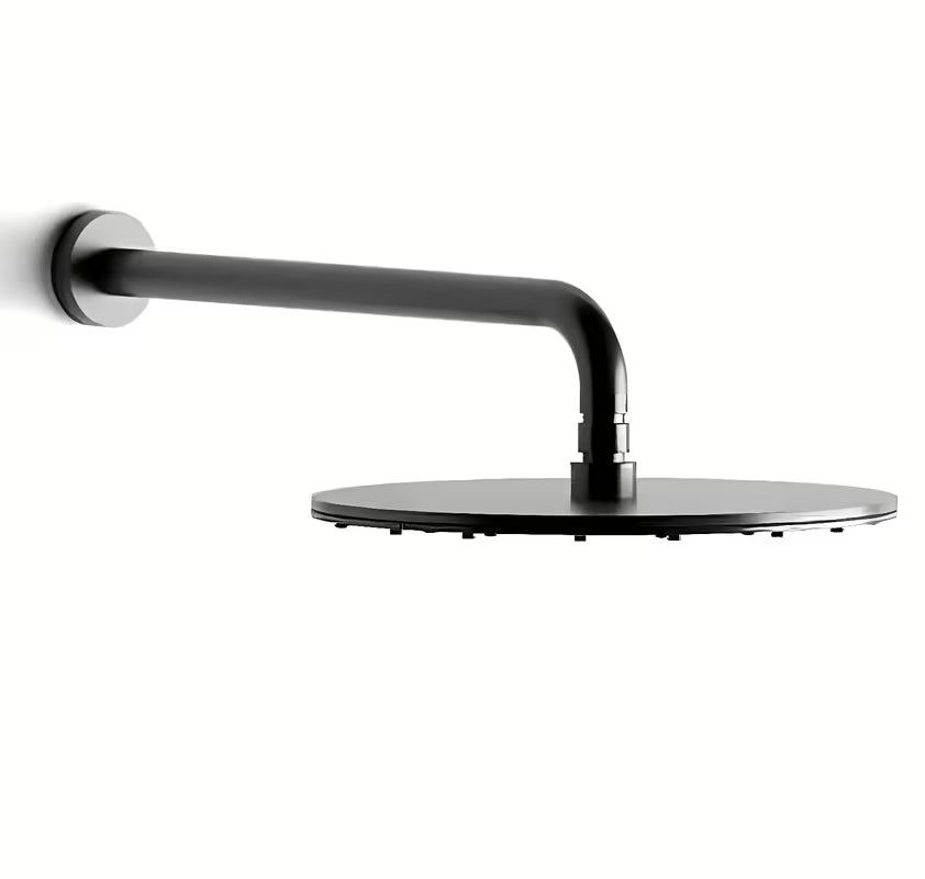 Nadglavni tuš Paffoni 300 mm u brušenom crnom niklu s okretnim zglobom i Anticalc obradom.