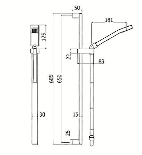 Kromirani tuš set Paffoni Level s kliznom šipkom, ručnim tušem Domino i sapunjerom u četvrtastom dizajnu.