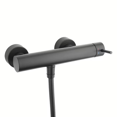 Zidna miješalica za tuš Paffoni Light u mat crnoj boji s ručnim tušem i crijevom