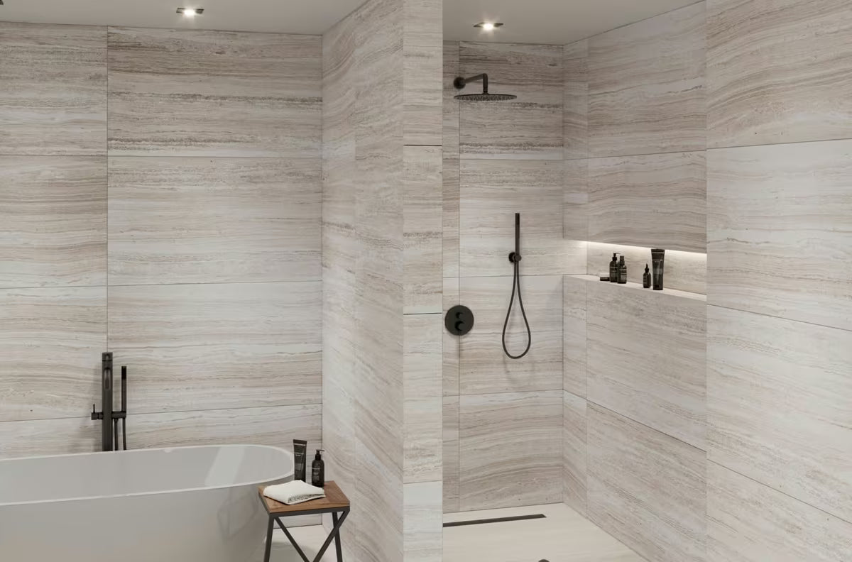 Podžbukni tuš sustav Paffoni Light u crnoj boji s dvije funkcije