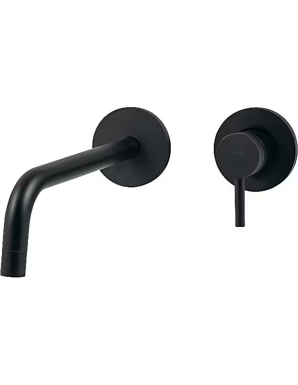 Podžbukna miješalica za umivaonik Paffoni Light u mat crnoj izvedbi s ručicom.