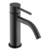 Jednoručna Baterija stojeća miješalica za umivaonik Paffoni Light u crnoj mat izvedbi bez odvoda.