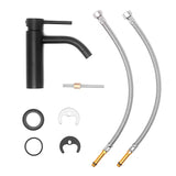 Jednoručna Baterija stojeća miješalica za umivaonik Paffoni Light u crnoj mat izvedbi bez odvoda.