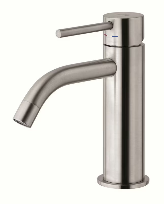 Jednoručna Baterija stojeća miješalica za umivaonik Paffoni Light u izvedbi od nehrđajućeg čelika bez odvoda.