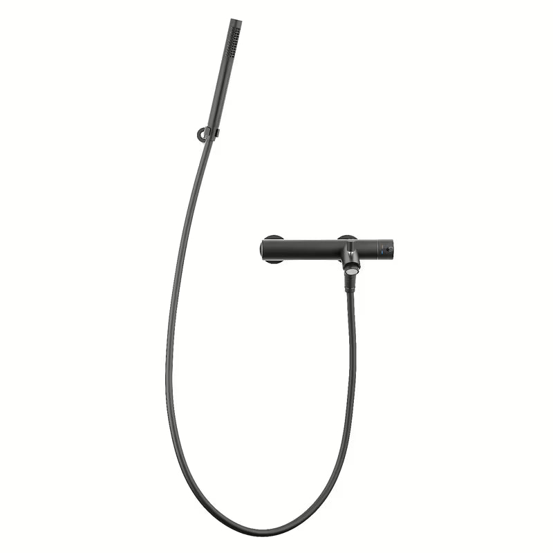 Jednoručna Baterija zidna miješalica za kadu Paffoni Light s tuš setom u crnoj mat izvedbi.
