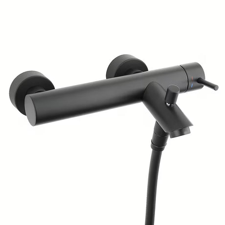 Jednoručna Baterija zidna miješalica za kadu Paffoni Light s tuš setom u crnoj mat izvedbi.