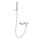 Krom miješalica za kadu Paffoni Light s ručicom i tuš setom pro za zidnu montažu.