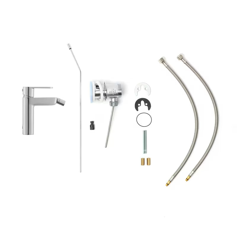 Kromirana jednoručna baterija stojeća miješalica za bide Paffoni Pavia s odvodom i fleksibilnim perlatorom