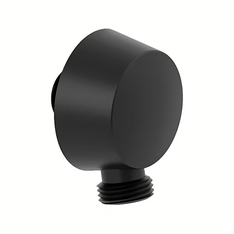 Podžbukni priključak Paffoni u mat crnoj boji s kutnim priključkom za pro crijevo za tuš.