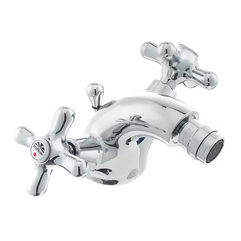 Kromirana ventilna miješalica za bide Paffoni Ricordi u retro dizajnu s odvodom