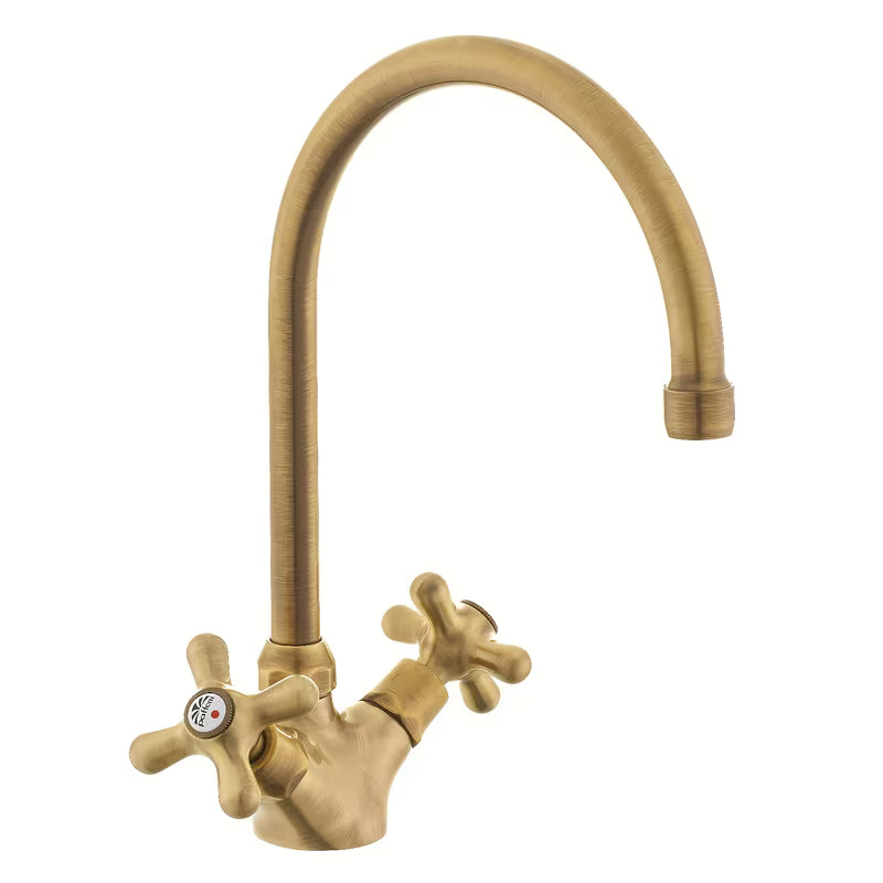 Paffoni Ricordi ventilna stojeća miješalica za sudoper s okretnim izljevom u brončanoj izvedbi.