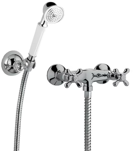 Zidna miješalica za tuš Paffoni Ricordi u kromu s ventilskim upravljanjem u retro dizajnu