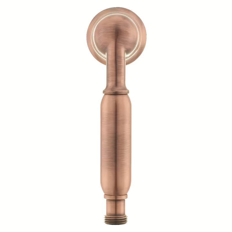 Ručni tuš Paffoni Ricordi u retro dizajnu, u bakrenoj izvedbi, s promjerom glave 5,3 cm.