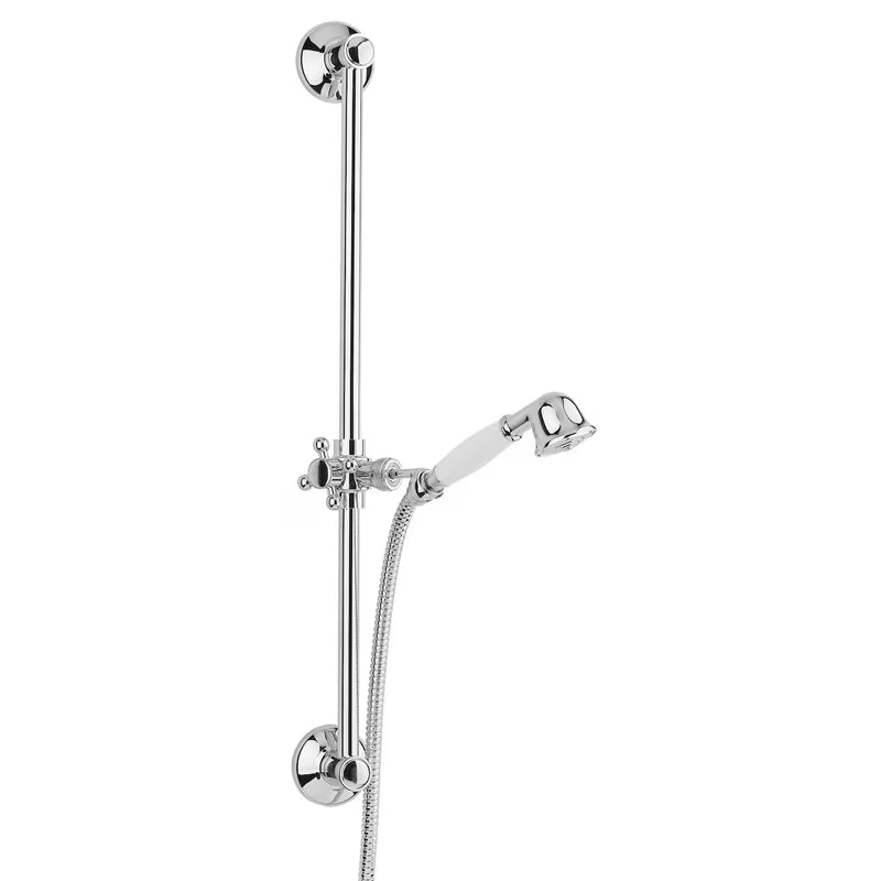 Tuš set Paffoni Ricordi u krom izvedbi s kliznim držačem tuševi u retro dizajnu.