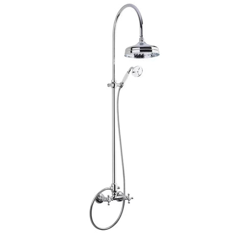 Metalni tuš sustav Paffoni Ricordi u retro dizajnu s nadglavnim i ručnim tušem u izvedbi chrome.