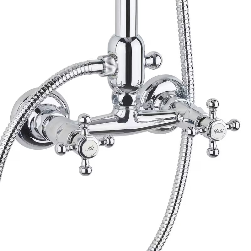 Metalni tuš sustav Paffoni Ricordi u retro dizajnu s nadglavnom i ručnom tuš slušalicom u izvedbi chrome.