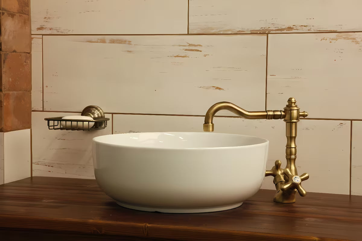 Paffoni Ricordi ventilna stojeća miješalica za umivaonik s odvodom u brončanoj izvedbi