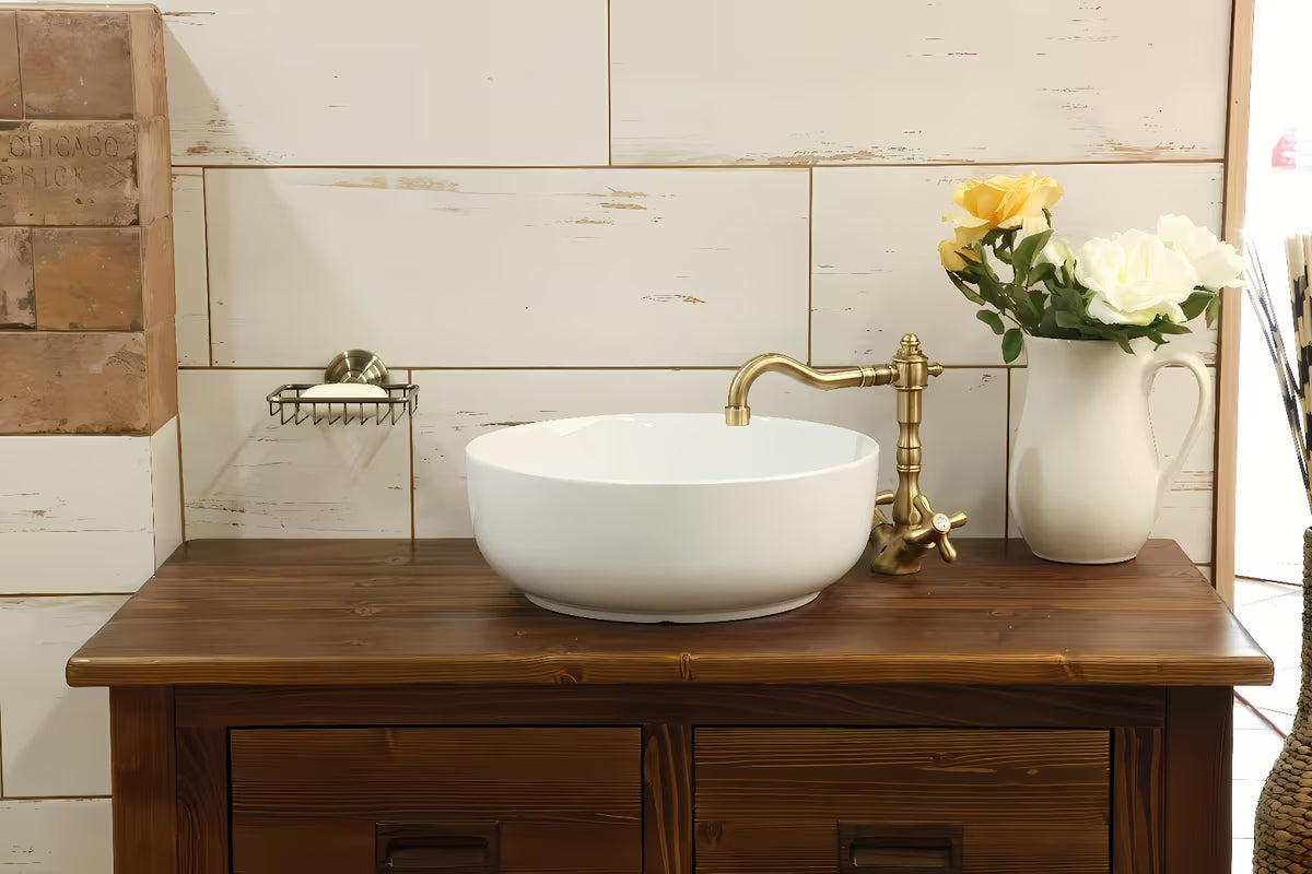 Paffoni Ricordi ventilna stojeća miješalica za umivaonik s odvodom u brončanoj izvedbi