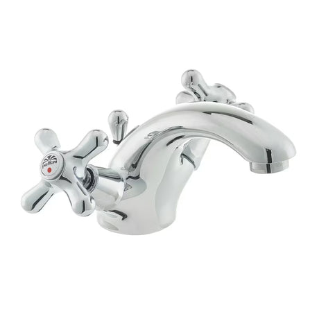 Kromirana ventilna stojeća miješalica za umivaonik Paffoni Ricordi s odvodom u retro dizajnu.