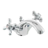 Kromirana ventilna stojeća miješalica za umivaonik Paffoni Ricordi s odvodom u retro dizajnu.