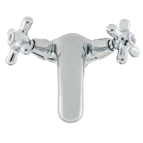 Kromirana ventilna stojeća miješalica za umivaonik Paffoni Ricordi s odvodom u retro dizajnu.