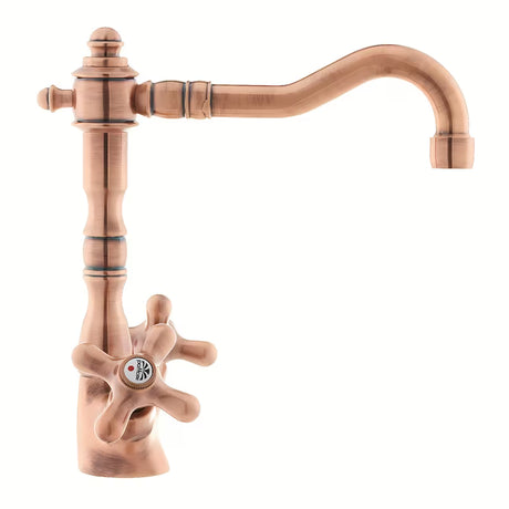 Ventilna stojeća miješalica za umivaonik Paffoni Ricordi u bakrenoj izvedbi u retro dizajnu.