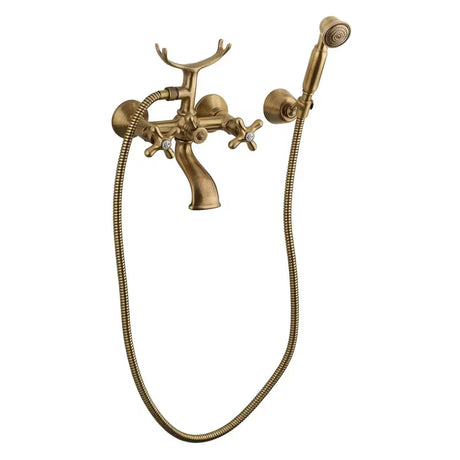 Paffoni Ricordi ventilna zidna miješalica za kadu s tuš setom u brončanoj izvedbi s tuš setom