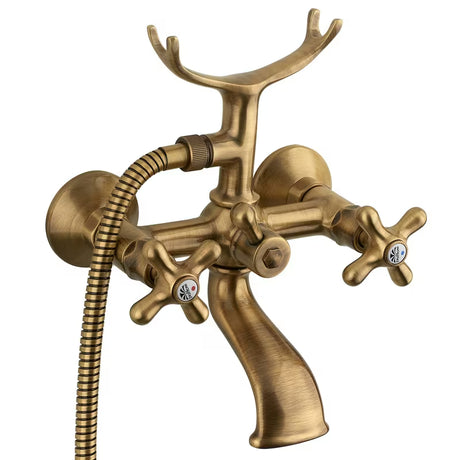 Paffoni Ricordi ventilna zidna miješalica za kadu s tuš setom u brončanoj izvedbi s tuš setom