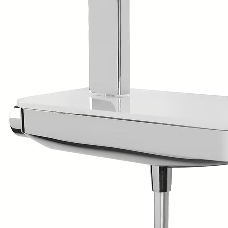 Tuš sustav Paffoni s termostatskom miješalicom u kromu, sa staklenom policom i nadglavnim tušem 28x28 cm.