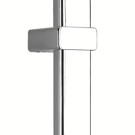 Tuš sustav Paffoni s termostatskom miješalicom u kromu, sa staklenom policom i nadglavnim tušem 28x28 cm.